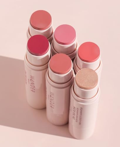 Image of Wander Beauty On-the-Glow Blush and Illuminator - Strawberry Fields /Nude Glow - 7-in-1 Hydrating Cream Blush & Highlighting Stick - Stick Blush for Cheeks, Lip, & Body- Highlighter & Blush - 0.4 oz