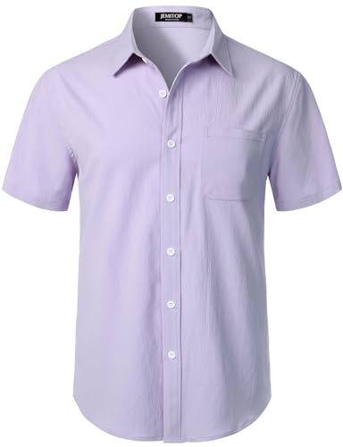 Image of JEMITOP Mens Stretch Wrinkle Free Texture Shirts