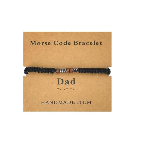 Image of Dad Father Gift for New Dad Daddy from Daughter Son Inspirational Bracelets for Men Dads Birthday Gifts for Daddy Christmas Valentines Gift for Father Dads Morse Code Bracelets