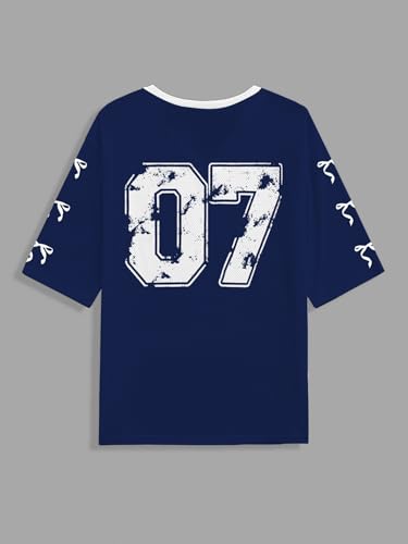 Image of RoseSeek Women's Jersey Shirts Number Graphic V Neck Football T Shirts Tops