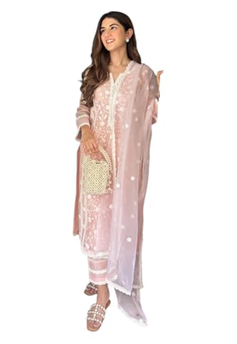 Kurta brodé orange Yashika en crêpe pour illuminer vos soirées et fêtes traditionnelles S