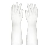Egurs rutschfest Gummihandschuhe Wiederverwendbare Spülhandschuhe Geschirrhandschuhe Küche Bad Putzhandschuhe Wash Scrubber,Weiß