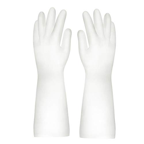 Preisvergleich Produktbild Egurs rutschfest Gummihandschuhe Wiederverwendbare Spülhandschuhe Geschirrhandschuhe Küche Bad Putzhandschuhe Wash Scrubber,Weiß