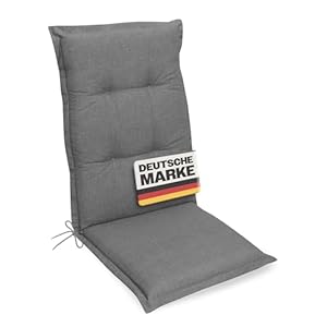 Gardissimo "Premium Hochlehner grau, Gartenstuhlauflagen 120 x 50 x 8 cm Auflage Polsterauflage UV-Lichtecht Stuhlauflage Sitzauflage