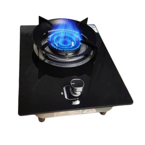 Placa de gas, cocina de gas de 1 quemador, encimera de cocina de 4,8 kW, rejilla for ollas de hierro fundido y vidrio templado, con protección contra llamas, for cocina doméstica (GLP)(LPG)