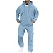 Generisch hausanzug damen sommer 3/4, Jogginganzug Herren Langarm Zweiteiler Trainingsanzug Set Sportanzug Sweatshirt und Jogginghose Tracksuit mit Kapuze Freizeitanzug Hausanzug Anzug, Himmelblau, L