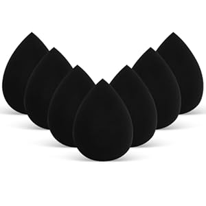 7Pcs Soft Makeup Sponges Set, Latex Free Blender Beauty Sponge for All Skin Types, Professional Application of Liquid, Cream and Powder Makeup, Dry & Wet Use Blender sponge, Black