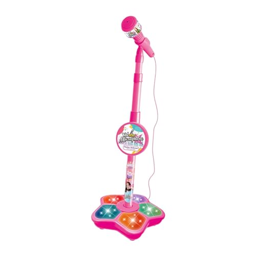 Mqiklt Micrófono Y Soporte para Niños, Juguetes Musicales con Mecanismo, Divertidos Efectos Musicales, Juguetes Musicales con Mecanismo para Niños, Rojo