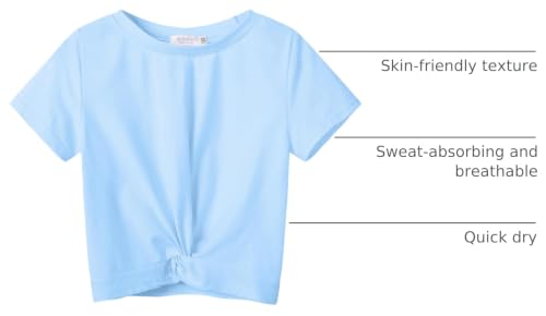 Image of Arshiner Girls Casual Tie Dye Short-Sleeve T-Shirt Cute Print Summer Blouse for Girls Twist Front Tunic Tee Tops
