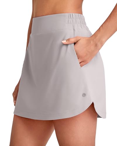 Image of G4Free A Line Golf Skirts for Women 15'' Elastic High Waisted Tennis Skorts Soft Casual Athletic Inner Shorts 4 Pockets