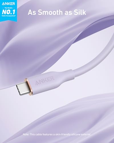 Image of Anker USB C Cable, Type C Fast Charging Flow Cord for iPhone 1716 /15 Series, MacBook Pro 2020, and More (USB 2.0,240W, 1 Pack, Purple, 6FT)