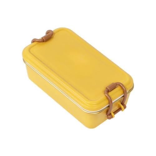 Livmorx 黄色弁当箱セット(3点)+弁当代+携帯食器 分割式弁当箱 電子レンジ対応 ランチボックス 学生・会社員向け ピクニック用 果実保存容器 春の行楽 持ち運び便利 多用途フードコンテナ (イエロー,600ml)