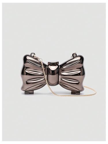 Image of QWINEE Women Mini Clutch Bowknot Cocktail Evening Bag Chain Strap Solid Mini Crossbody Bag for Party