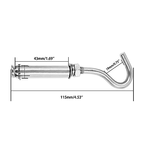 Image of Concrete Wall Hook, 304 Stainless Steel Expansion Hook,Concrete Hook,Open Cup Hook, Heavy Duty Hooks Expansion Bolts for Concrete Brick Wall 10 Pack M10