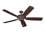 Monte Carlo 5CY60RB Cyclone Energy Star 60' Outdoor Ceiling Fan, 5 Blades, Roman Bronze
