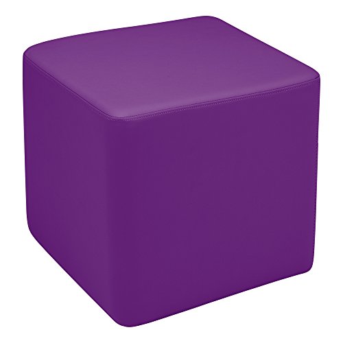 Image of Sprogs 18 inch H Structured Cube Stool -Flexible Modular Collaborative Soft Seating for Office, Home, Lounge and School Classrooms with Durable Frame & Set of 2 inch Casters Add-on -Purple