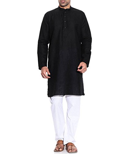 Pijama étnico Kurta para relajarse en casa con estilo Bollywood negro 3XL