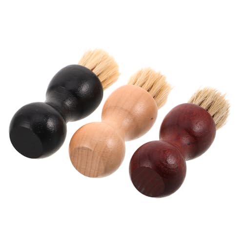 JEWEDECO 3 Piezas Cepillo para Limpiar Zapatos de Cuero y Botas Mango de Madera y Cerdas Suaves Cuidado Hogar y Restaurar el Brillo del Calzado