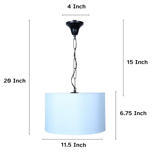 Image of tu casa SkyBlue Fabric Glow Pendent Light Hanging Lamp for Bedroom, Living Room, Lounge, Office, Gifting Area Without Bulb for Home Decoration (Height - 20 inch)