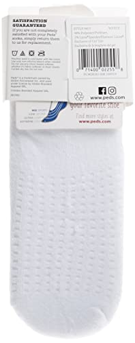 PEDS Women's Zoned Cushion Mid Cut No Show Socks, White (6 Pairs), Shoe Size: 8-123