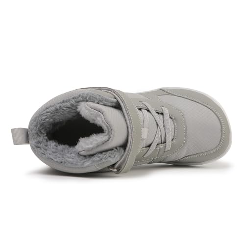 Children's winter snow boots for boys and girls, wide toe barefoot snow boots, children's high-top cotton shoes, sneakers (D2506-grey, Toddler, 10, Digital, US Shoe System, Wide Leg Pants)2