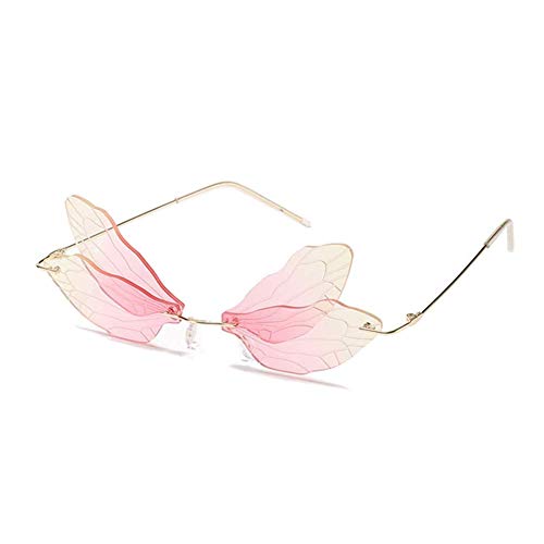 Image of ENTHYI Dragonfly Wing Shape Sunglasses for Women /Men Frameless Irregular Glasses Shades Party Sun Glasses