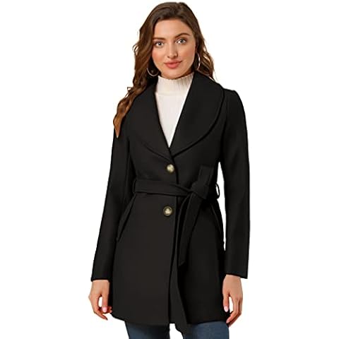 Allegra K Women's Belted Midi Winter Coat Cover