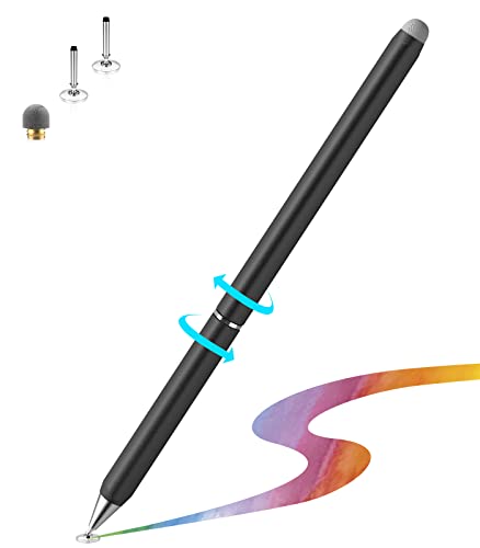 Stylus Pens For Touch Screens - Meko 2 In 1 Rotation High Precise Disc & Sensitive Fiber Universal Stylus Pencil For Iphone/Ipad Pro/Mini/Air/Android/Tablet/Phone/Microsoft/Samsung Galaxy(Matte Black) #TOP4