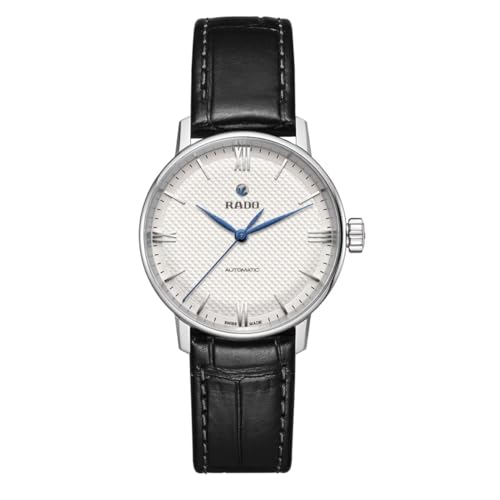 Rado Coupole Automatic Unisex with Blue Index Hands, Silver Roman Numbers, Leather Strap and Swiss Automatic Movement