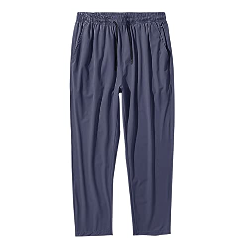 Mens Loose Fit Stretch Pant Classic Casual Tapered Suit Pant Solid Color Lightweight Business Trousers Streetwear (Blue,4X-Large)