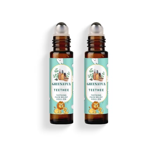 Teethee - Baby Teething Relief Roll On|100% Natural & Safe|Roman Chamomile, Lavender Essential Oil Based| 10ml Per Bottle| Lasts More Than 3 Months On Daily Usage| Organic, Vegan (Pack of 2)