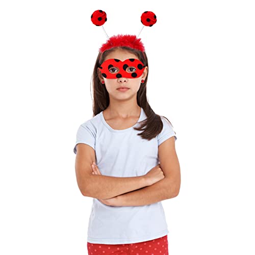 Yewong Ladybug Costume Set Ladybug Antenna Headband Polka Dots Earrings Gloves Mask For Kids Halloween Christmas Fancy Party Dresses #TOP4