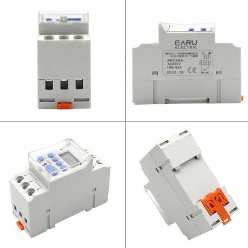 Temporizador de relé digital programable semanal de 15 A, 30 A, tipo riel DIN, 2 cables, 7 días, CA 12 V, 24 V, 48 V, 220 V, 230 V(15A,1NO 110V AC DC)