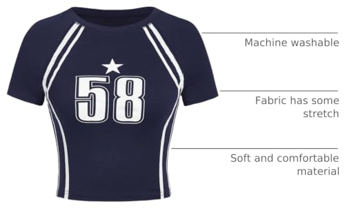 Image of SOLY HUX Girl's Number Graphic Jersey Crop Top Short Sleeve T-Shirts Tight Fitted Graphic Tees
