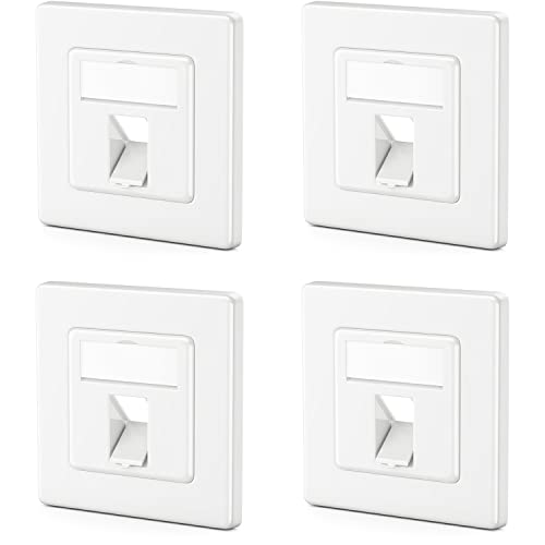 deleyCON 4x Caja de Conexiones LAN de 1 Puerto Conector de Datos Enrasado para Módulos Keystone Inclinados 45° para Módulos Keystone con p.e. Conector RJ45 Coaxial RJ-11 Entrada Cinch Toslink PS2