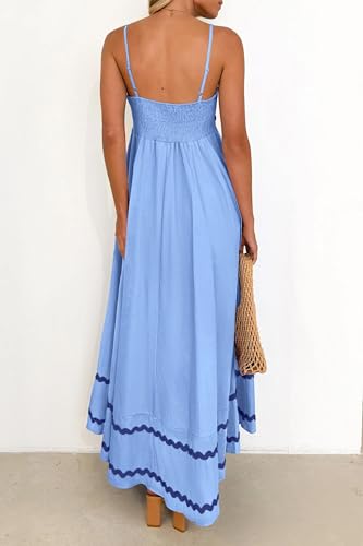 Image of PRETTYGARDEN Women's 2026 Summer Flowy Maxi Dress Casual Sleeveless Spaghetti Strap Ruffle Beach Long Dresses