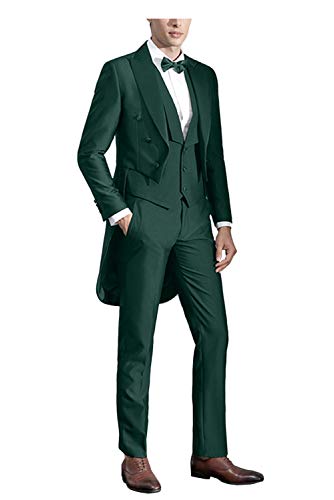 Men's Tailcoat, Wedding Suits for Men Tuexdo Long 3 Pieces Classic Peak Lapel Dinner Party