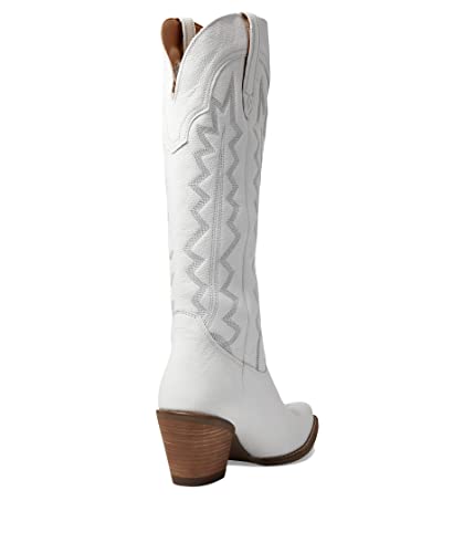 Image of Dingo Womens High Cotton Embroidery Snip Toe Casual Boots Knee High Mid Heel 2-3 inch