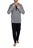 Ceceba Herren Pyjama lang grau quergestreift 58