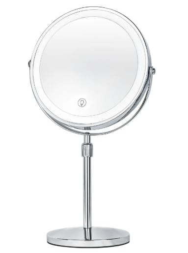 9" Makeup Mirror with Lights, 20X Vanity Mirror with Lights,3 Color Height Adjustable Lighted Makeup Mirror with Magnification, 5000mAh Rechargeable 360° (Chrome)