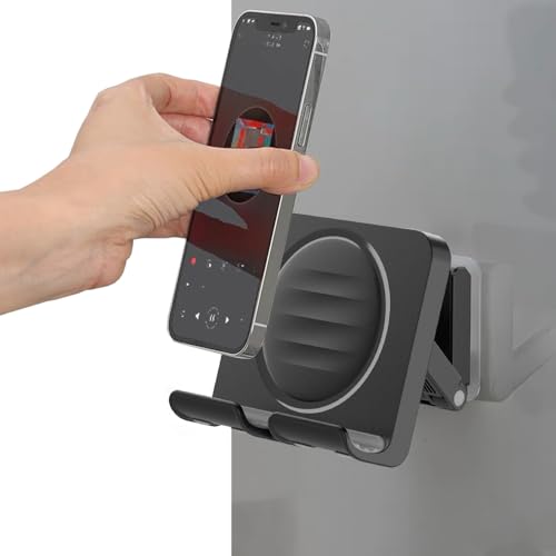 Image of OOLYCIO Upgraded Shower Phone Holder Tablet Wall Mount Phone Holder Removable,Self-Adhesive Cell Phone Holder for Bed Bathroom Kitchen, Compatible with iPhone Samsung Galaxy Tablet Switch - Black