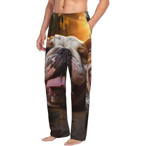Funny English Bulldog Print Funny Elastic Waist Loose Soft Comfortable Men's Sleep Pajama Pants(S-3XL)2