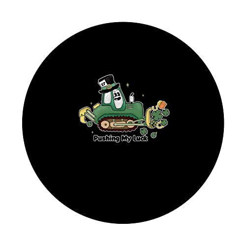 Cute Irish Pushing My Luck Saint Patrick's Day PopSockets Swappable PopGrip, Black - Image 3