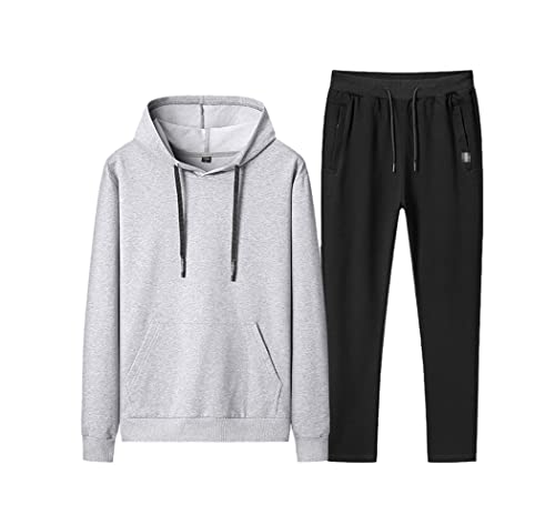 Survêtement de sport capuche homme ensemble 2 pièces gris chaud et épais en XXXXXL