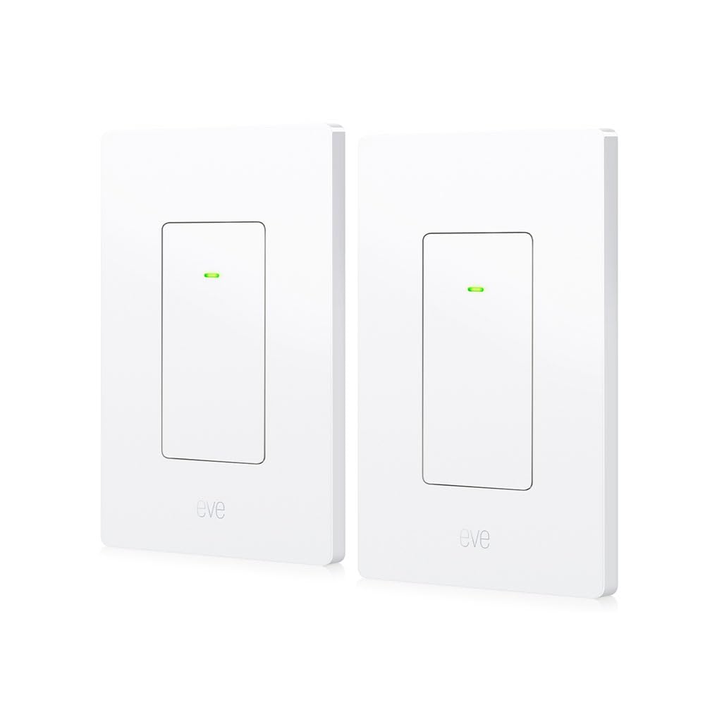 Eve Light Switch (Matter) 2-Pack – Smart Wall Switch for Apple Home, Alexa, Google Home, SmartThings; for Single-Pole & 3-Way switches; Thread, Requires Thread Router & Neutral Wire; UL-Certified
