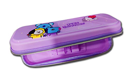 Image of Neel Pencil Case Silicone Geometry Box for Kids Pencil Pouch BTS Return Gift for Girls Large Capacity 1ps (PURPLE)