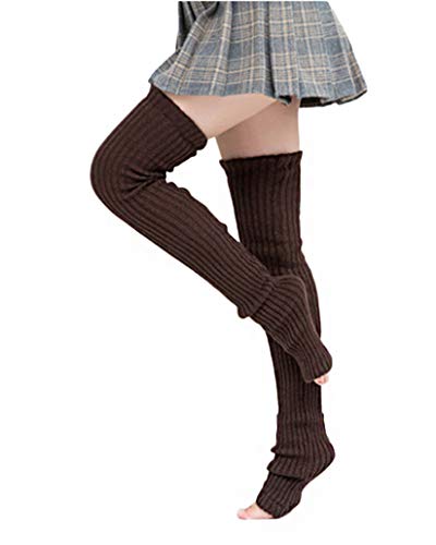 Joyingtwo Thigh Highs Leg Warmers for Women Over Knee High Leg Warmer Crochet Long Socks ((1p) Extra long-coffee)
