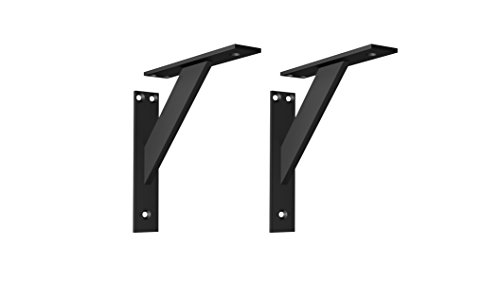 Alusfera Regalträger Wand Regal Halterungen Metall Aluminium Deko Regal Halterung 3-teilige Winkel Unterstützung Wandkonsole Schwerlastträger Regalstützen 2 Stück System Für Regale (180mm, Schwarz) Cover
