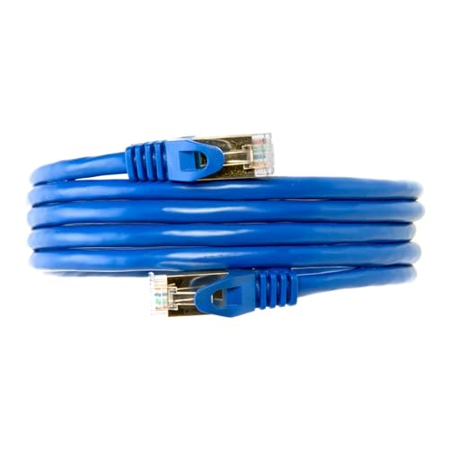 Image of 30FT S /FTP CAT 7 Gold Plated Shielded Ethernet RJ45 Copper Cable 10 Gigabit Ethernet Network Patch Cord CAT7 (30ft, Blue)