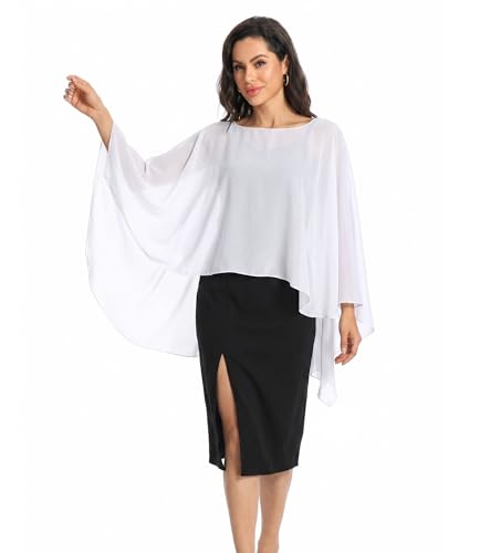 Image of Baoqiya Chiffon Capes Sheer Capelets Long Cape Poncho For Women Plus Size